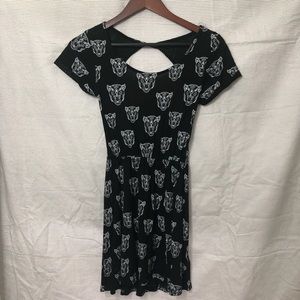 Lion printed open back mini summer dress